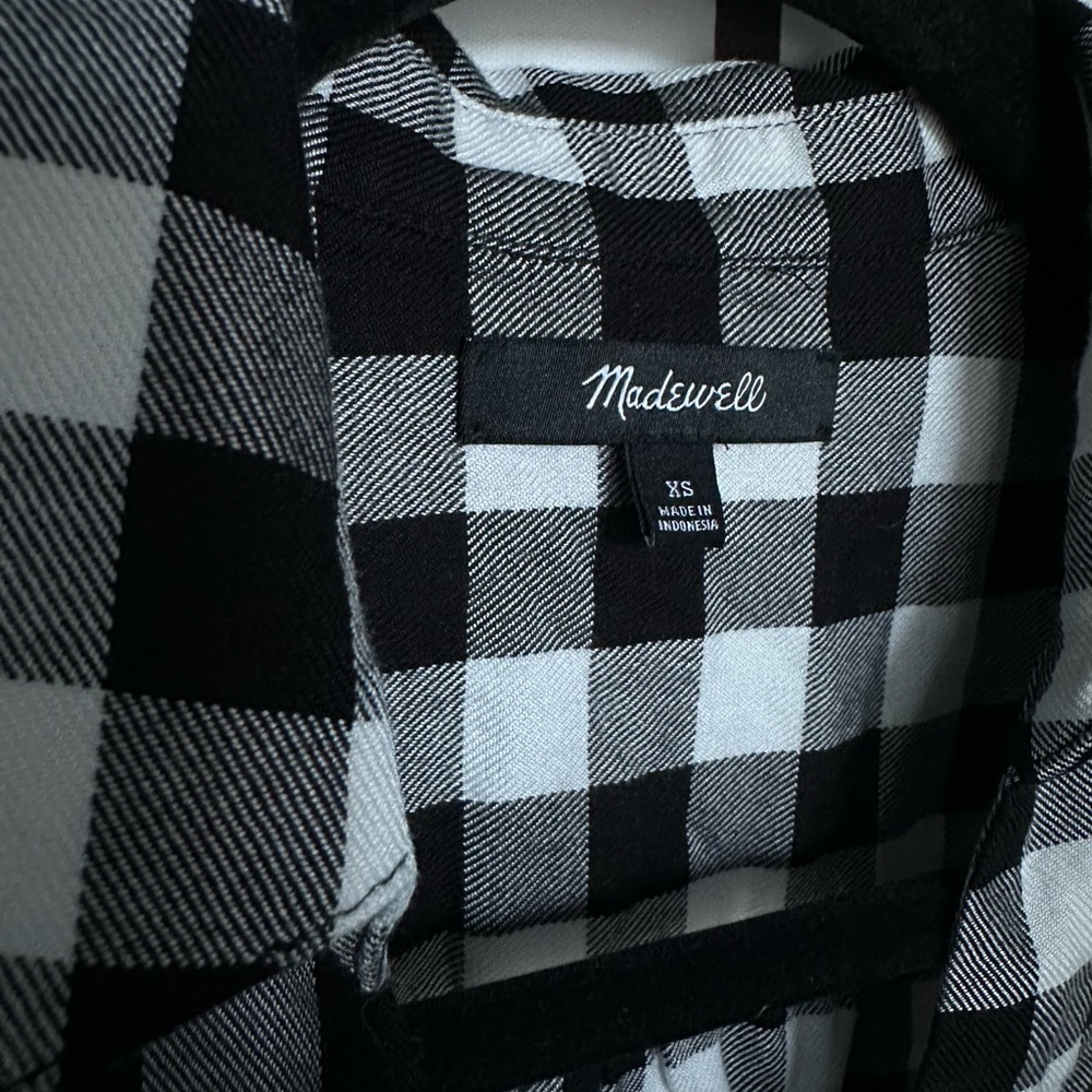 Madewell Black and White Checkered Top